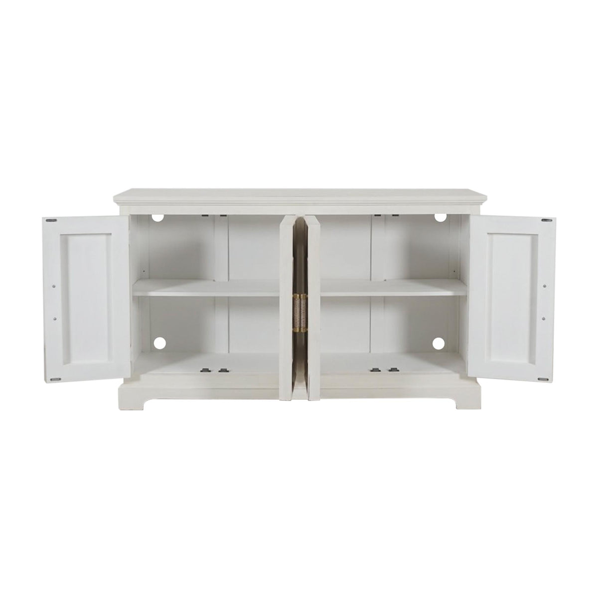 Design Shop Lillian 4-Door Rattan Sideboard, White and Natural, 62"W