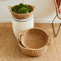 Design Shop Seagrass Shallow Baskets With Handles, Set Of 3