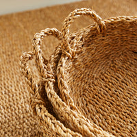 Design Shop Seagrass Shallow Baskets With Handles, Set Of 3