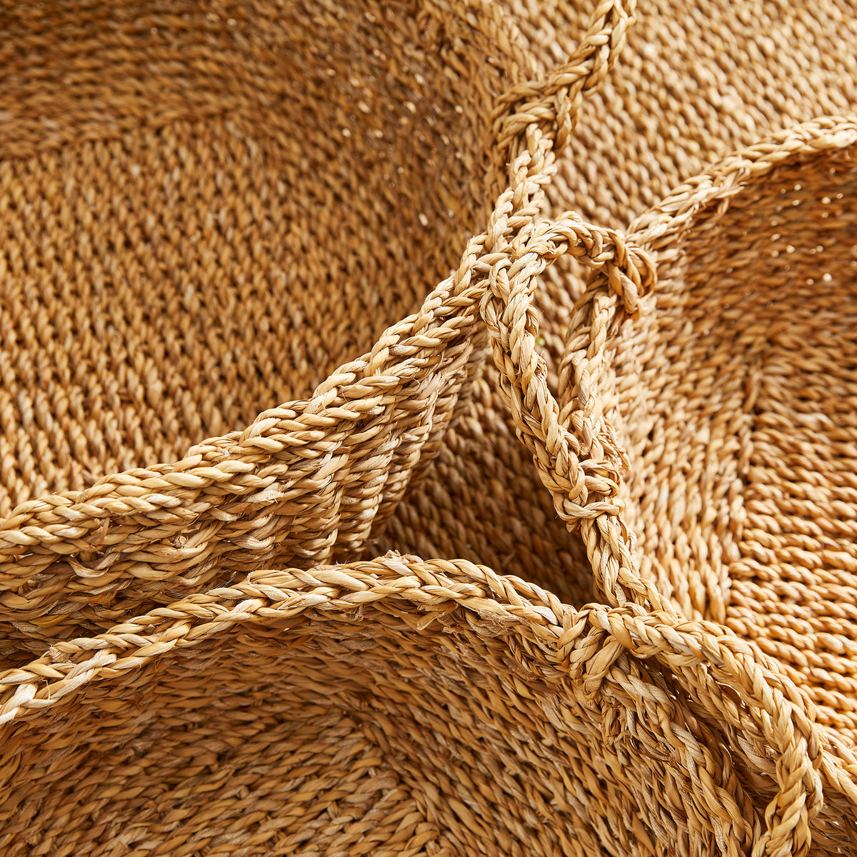 Design Shop Seagrass Shallow Baskets With Handles, Set Of 3