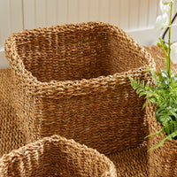 Design Shop Seagrass Square Baskets With Cuffs, Set Of 3