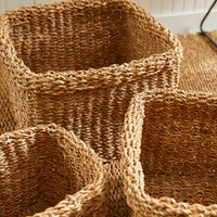 Design Shop Seagrass Square Baskets With Cuffs, Set Of 3