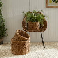 Design Shop Seagrass Round Baskets With Cuffs, Set Of 3