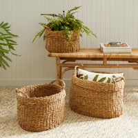 Design Shop Seagrass Oval Baskets With Handles, Set Of 3