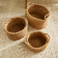 Design Shop Seagrass Oval Baskets With Handles, Set Of 3
