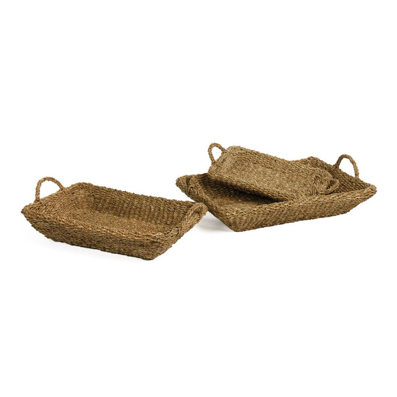 Design Shop Seagrass Trays With Handles, Set Of 3