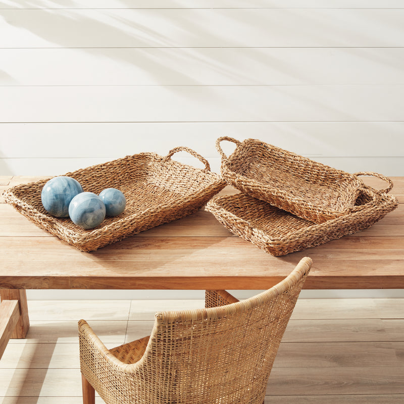 Design Shop Seagrass Trays With Handles, Set Of 3