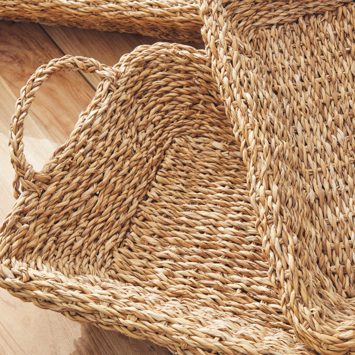 Design Shop Seagrass Trays With Handles, Set Of 3