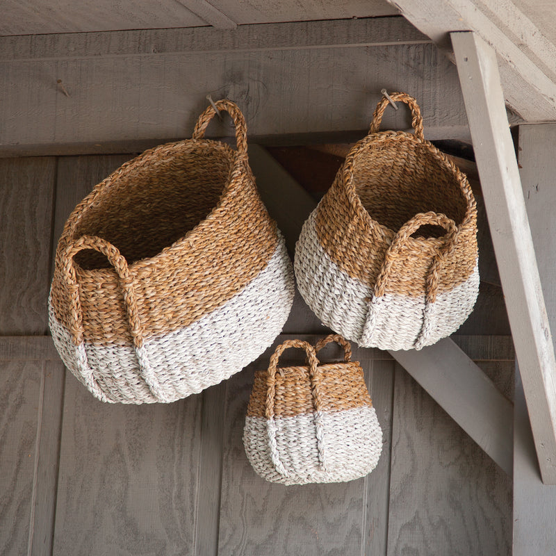 Design Shop Seagrass Round Baskets With Handles, Set Of 3