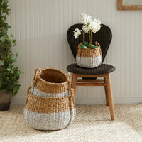 Design Shop Seagrass Round Baskets With Handles, Set Of 3