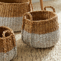 Design Shop Seagrass Round Baskets With Handles, Set Of 3