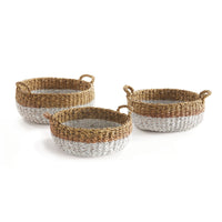 Design Shop Seagrass Shallow Baskets With Handles, Set Of 3