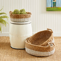 Design Shop Seagrass Shallow Baskets With Handles, Set Of 3