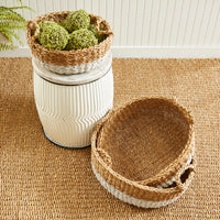 Design Shop Seagrass Shallow Baskets With Handles, Set Of 3