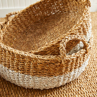 Design Shop Seagrass Shallow Baskets With Handles, Set Of 3