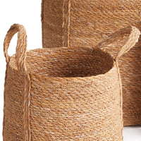 Design Shop Seagrass Round Baskets With Long Handles, Set Of 3