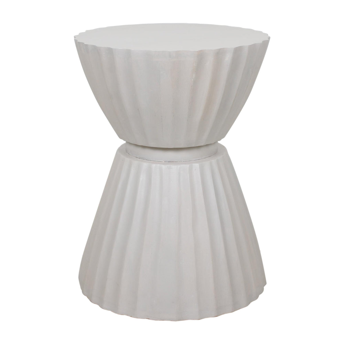 Design Shop Clara Scalloped Accent Table, 14"W, White Wood