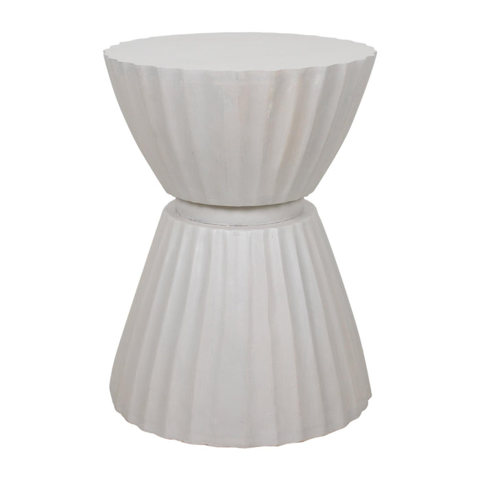Design Shop Clara Scalloped Accent Table, 14"W, White Wood