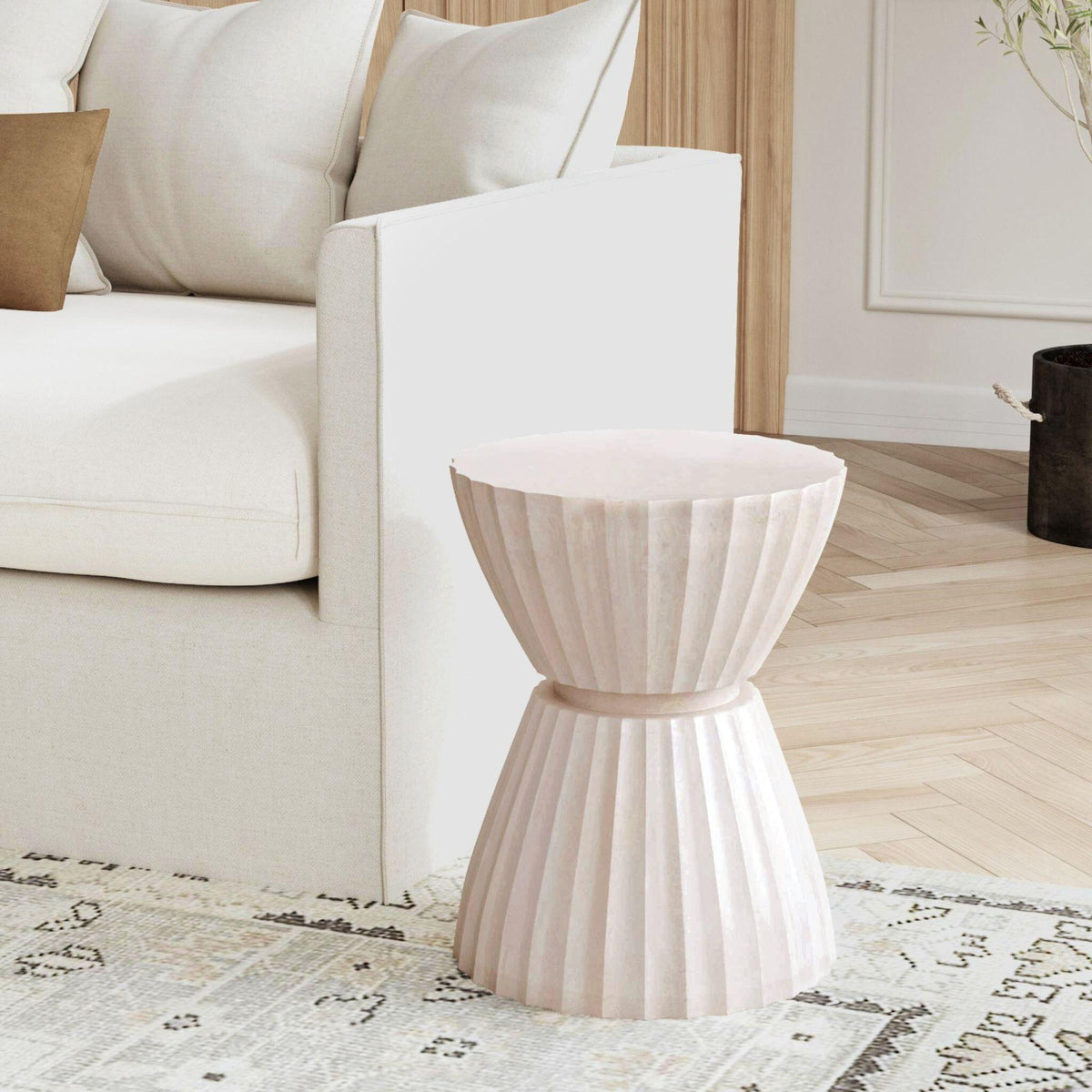 Design Shop Clara Scalloped Accent Table, 14"W, White Wood