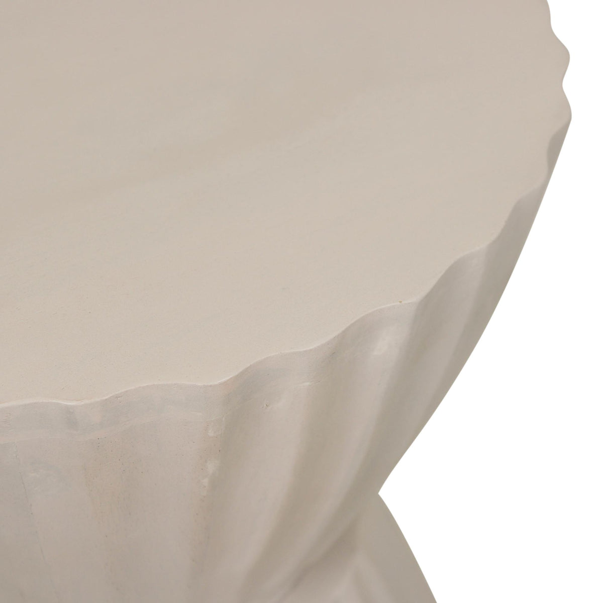 Design Shop Clara Scalloped Accent Table, 14"W, White Wood