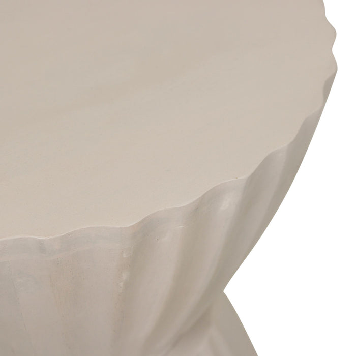 Design Shop Clara Scalloped Accent Table, 14"W, White Wood