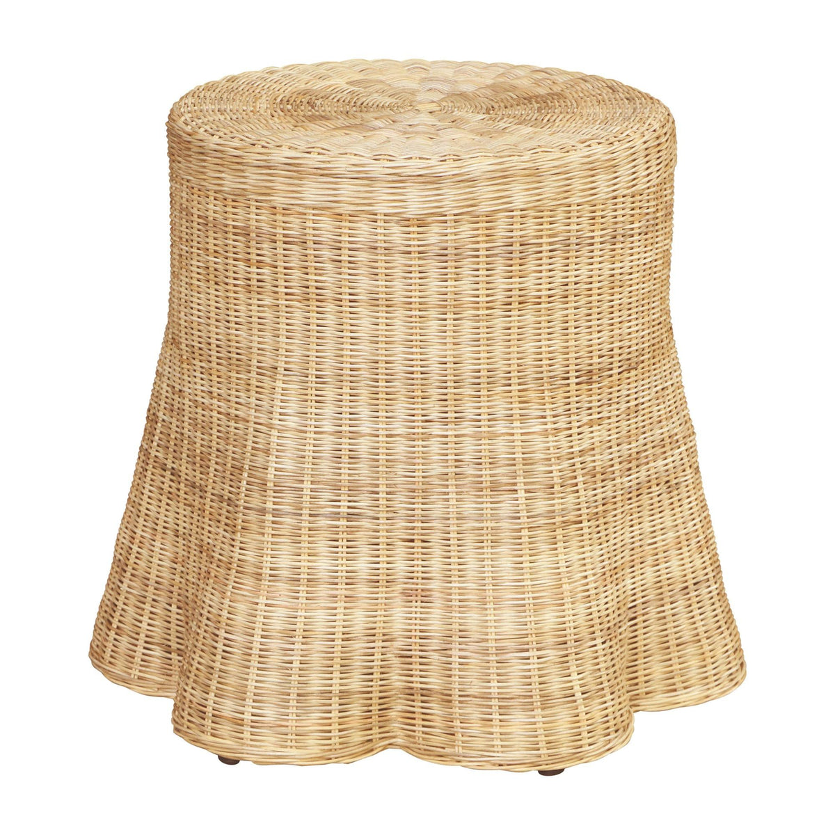 Design Shop Bonnie Rattan Scalloped Side Table, 24"W, Natural