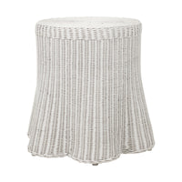 Design Shop Bonnie Rattan Scalloped Side Table, 24"W, White