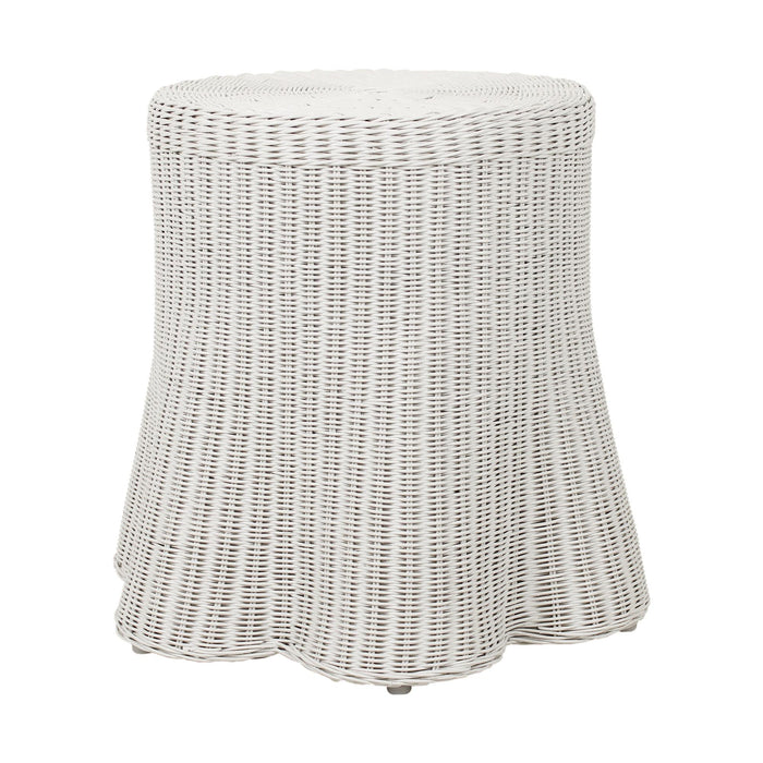 Design Shop Bonnie Rattan Scalloped Side Table, 24"W, White