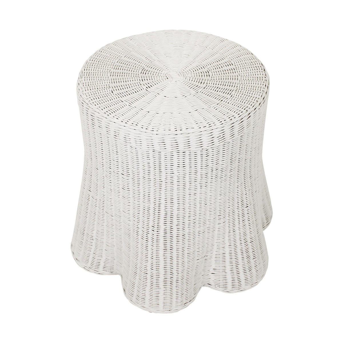 Design Shop Bonnie Rattan Scalloped Side Table, 24"W, White