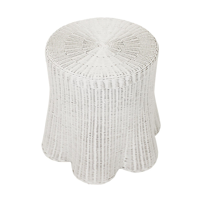 Design Shop Bonnie Rattan Scalloped Side Table, 24"W, White