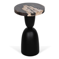 Design Shop Petrified Wood Top Organic Oval Accent Table, 12"W, Black