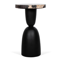 Design Shop Petrified Wood Top Organic Oval Accent Table, 12"W, Black