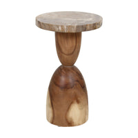 Design Shop Petrified Wood Top Organic Oval Accent Table, 12"W, Natural