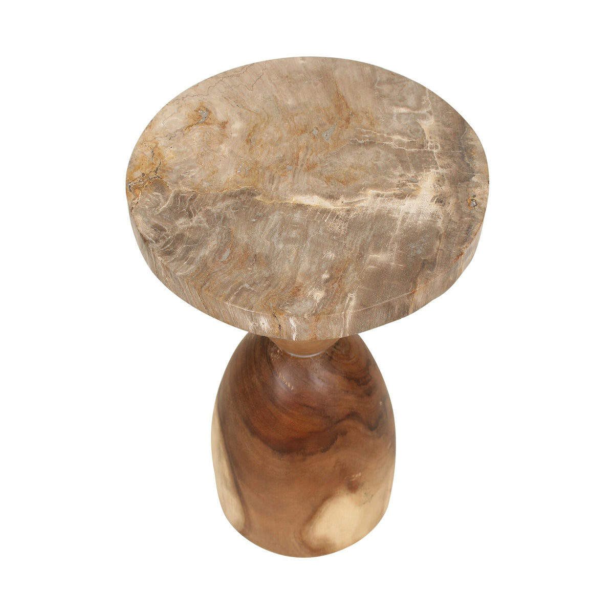 Design Shop Petrified Wood Top Organic Oval Accent Table, 12"W, Natural