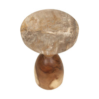 Design Shop Petrified Wood Top Organic Oval Accent Table, 12"W, Natural