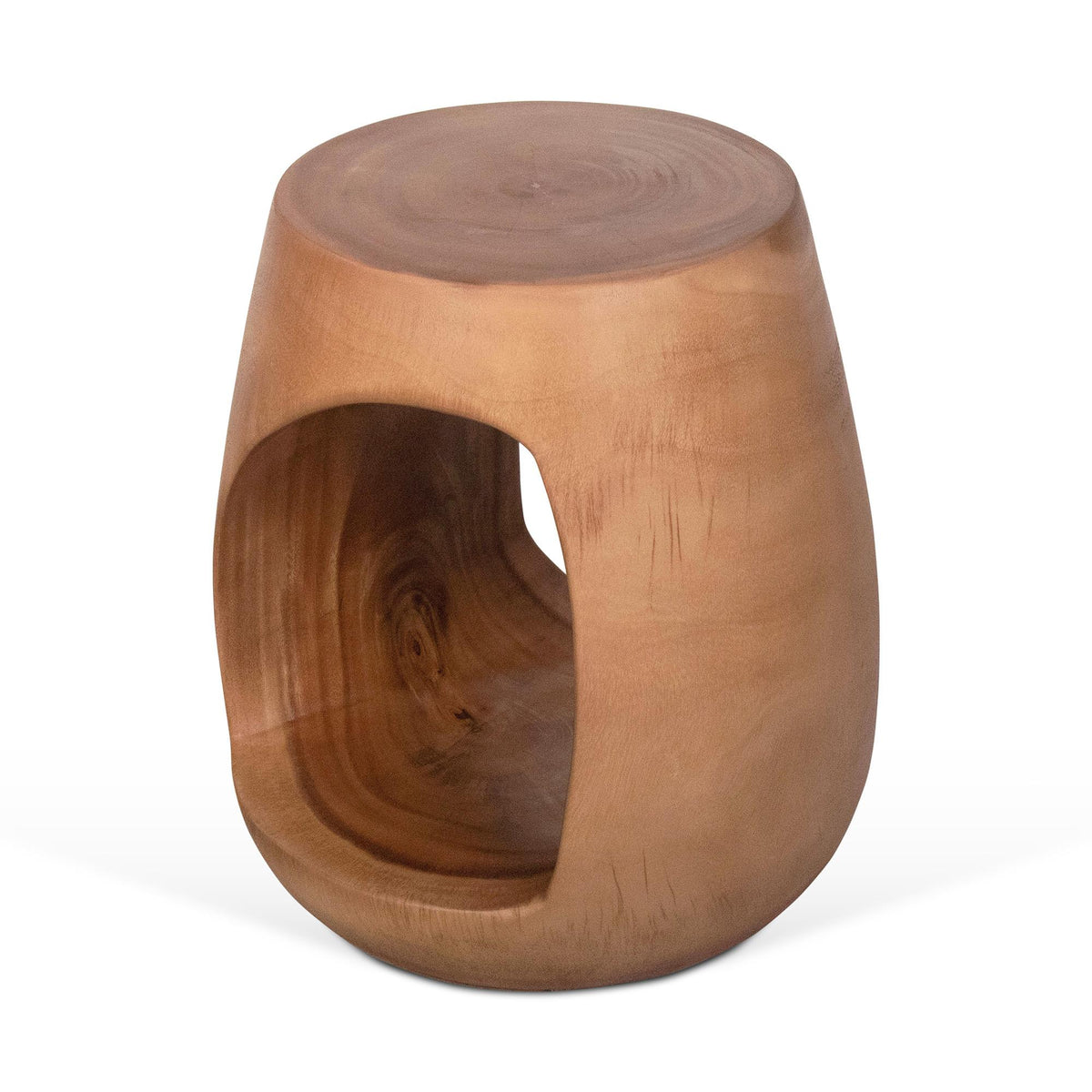 Design Shop Esme Organic Wood Side Table With Cut Out, 16"W, Antique Natural