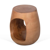 Design Shop Esme Organic Wood Side Table With Cut Out, 16"W, Antique Natural