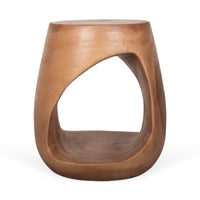 Design Shop Esme Organic Wood Side Table With Cut Out, 16"W, Antique Natural