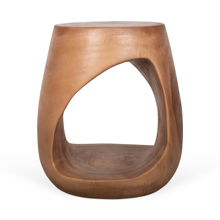 Design Shop Esme Organic Wood Side Table With Cut Out, 16"W, Antique Natural
