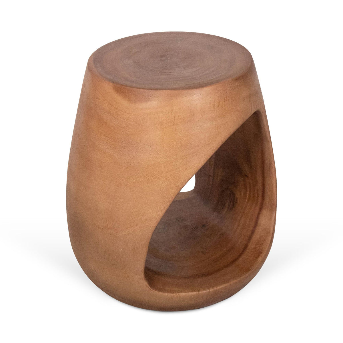 Design Shop Esme Organic Wood Side Table With Cut Out, 16"W, Antique Natural