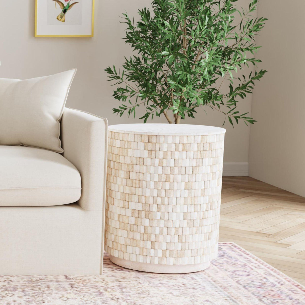 Design Shop Fulton Storage Side Table, 19.75"W, White Wash