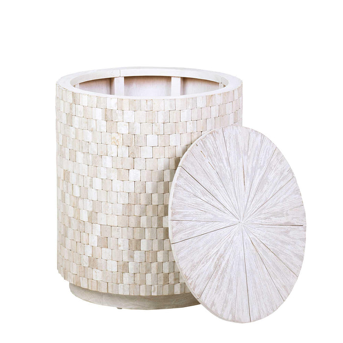 Design Shop Fulton Storage Side Table, 19.75"W, White Wash