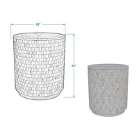 Design Shop Fulton Storage Side Table, 19.75"W, White Wash