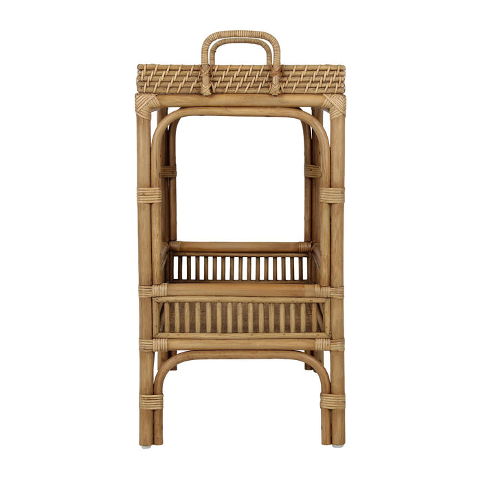 Design Shop Nessa Rattan Side Table with Handles and Shelves, Natural, 26"W