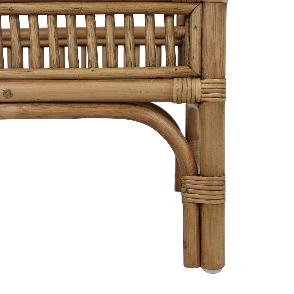 Design Shop Nessa Rattan Side Table with Handles and Shelves, Natural, 26"W