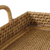 Design Shop Nessa Rattan Side Table with Handles and Shelves, Natural, 26"W