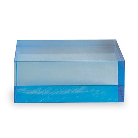 Port 68 Blue Lucite Square Stand 5" X 5" X 2"H Set/2