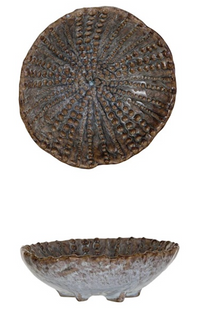 Design Shop Embossed Stoneware Footed Dish, 2 Colors