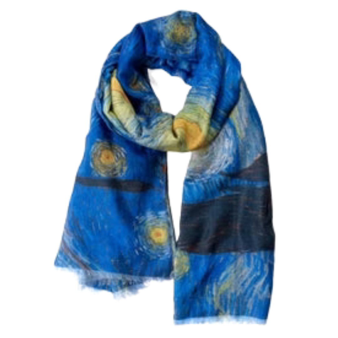 Starry Night Accessories Gift Bundle by Design Shop. Scarf, key chain, accessories case & coin purse.