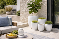 Design Shop White Top Cut Round Tapered Planter 23.5", Set of 3